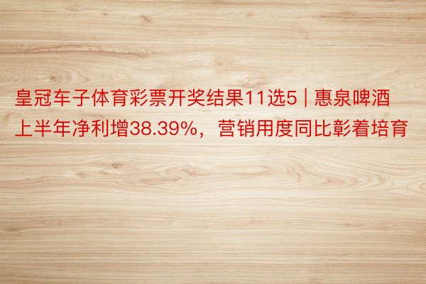 皇冠车子体育彩票开奖结果11选5 | 惠泉啤酒上半年净利增38.39%，营销用度同比彰着培育